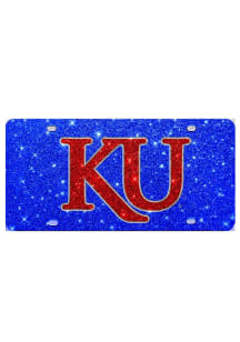 Kansas Jayhawks Blue Red KU Glitter Car Accessory License Plate
