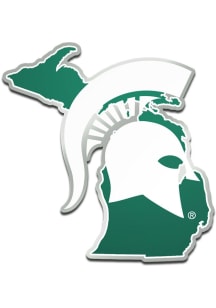 Michigan State Spartans Laser Cut Metallic State Shape Car Emblem - Green