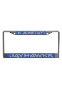 Kansas Jayhawks Team Name Blue Glitter License Plate Frame - Blue