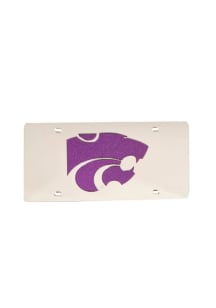 K-State Wildcats Silver Purple Glitter Team Logo Silver Car Accessory License Plate