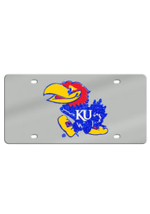 Kansas Jayhawks Silver Glitter Logo Car Accessory License Plate