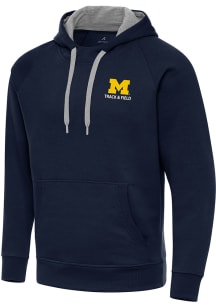 Antigua Michigan Wolverines Mens Navy Blue Victory Track and Field Long Sleeve Hoodie