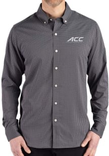Cutter and Buck ACC Mens Black Gingham LS Woven Long Sleeve Dress Shirt