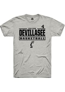 Caliyah DeVillasee Cincinnati Bearcats Ash NIL Stacked Box Short Sleeve Player T Shirt