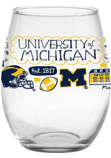 Michigan Wolverines Julia Gash Stemless Wine Glass - Blue