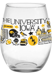 Iowa Hawkeyes Julia Gash Stemless Wine Glass - Yellow