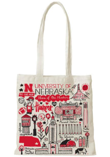 Nebraska Cornhuskers Red Julia Gash Natural Canvas Slim Tote