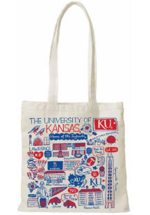 Kansas Jayhawks White Julia Gash Natural Canvas Slim Tote