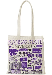 K-State Wildcats White Julia Gash Natural Canvas Slim Tote