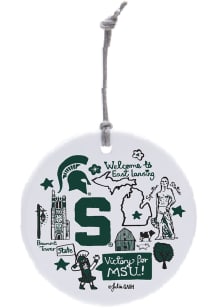 Michigan State Spartans Julia Gash Ornament - White