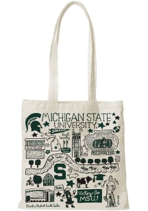 Michigan State Spartans White Julia Gash Natural Canvas Slim Tote