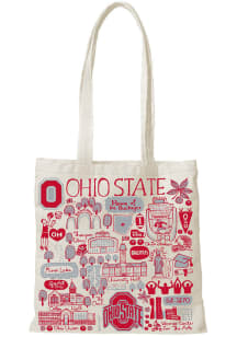 Ohio State Buckeyes White Julia Gash Natural Canvas Slim Tote