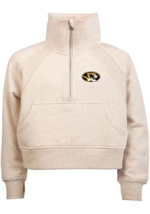 Missouri Tigers Girls Natural Team Graphic LS Tops Qtr Zip