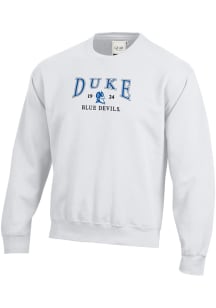 Gear For Sports Duke Blue Devils Mens White Embroidered Long Sleeve Crew Sweatshirt