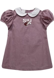 Vive La Fete Southern Illinois Salukis Toddler Girls Maroon Gingham Collar Short Sleeve Dress