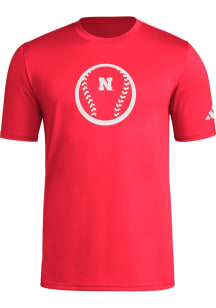 Adidas Nebraska Cornhuskers Red Locker Baseball Icon Short Sleeve T Shirt