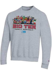 Champion Big Ten Mens Ash Family Portrait Long Sleeve Crew Sweatshirt