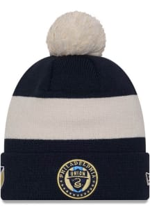 New Era Philadelphia Union Navy Blue Gold Stripe Cuff Pom Mens Knit Hat
