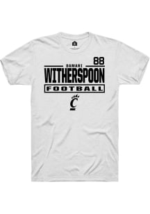 DaMari Witherspoon Cincinnati Bearcats White Football NIL Stacked Box Short Sleeve Player T Shirt