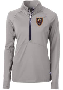 Cutter and Buck Real Salt Lake Womens Grey Adapt Eco Qtr Zip Pullover