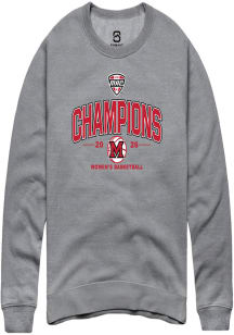 Summit Sportswear Miami RedHawks Mens Grey MAC 2026 Women's Basketball Champions Long Sleeve Crew..