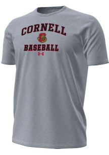 Under Armour Cornell Big Red Grey Baseball Performance Short Sleeve T Shirt