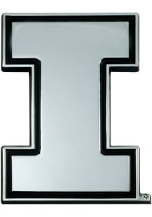Illinois Fighting Illini Chrome Car Emblem - Orange
