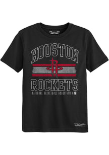 Mitchell and Ness Houston Rockets Boys Black Logo Lockup Short Sleeve T-Shirt
