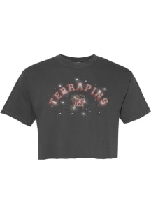 Summit Sportswear Maryland Terrapins Womens Black Rhinestone and Pearls Short Sleeve T-Shirt
