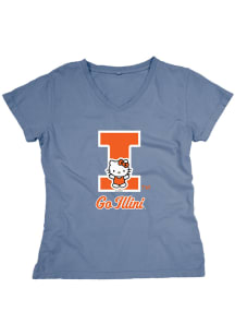 Blue 84 Illinois Fighting Illini Womens Navy Blue Hello Kitty Crestview Short Sleeve T-Shirt