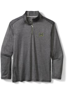 Tommy Bahama Michigan Wolverines Mens Charcoal Sport Delray Long Sleeve Qtr Zip Pullover