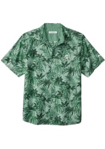 Tommy Bahama Michigan State Spartans Mens Green Sport Printed Reign Forest Fronds Short Sleeve Dre..