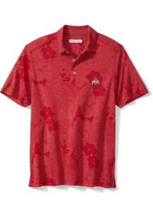 Tommy Bahama Ohio State Buckeyes Mens Red Miramar Blooms Short Sleeve Fashion Polo