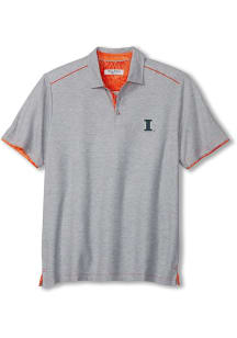 Tommy Bahama Illinois Fighting Illini Mens Orange Tailgater Short Sleeve Fashion Polo