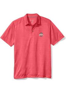 Tommy Bahama Ohio State Buckeyes Mens Red Sport Palm Short Sleeve Fashion Polo