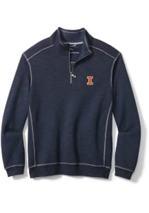 Tommy Bahama Illinois Fighting Illini Mens Navy Blue Sport Tobago Bay Long Sleeve Qtr Zip Pullover