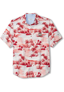 Tommy Bahama Ohio State Buckeyes Mens White Hawaiian Short Sleeve Dress Shirt