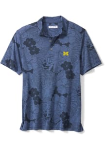 Tommy Bahama Michigan Wolverines Mens Blue Miramar Blooms Short Sleeve Fashion Polo