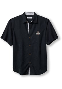 Tommy Bahama Ohio State Buckeyes Mens Black Sport Coconut Short Sleeve Dress Shirt