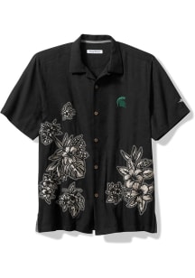 Tommy Bahama Michigan State Spartans Mens Black Hibiscus Vibrations Short Sleeve Dress Shirt