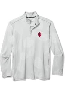 Tommy Bahama Indiana Hoosiers Mens Grey SPORT DELRAY FROND Long Sleeve Qtr Zip Pullover