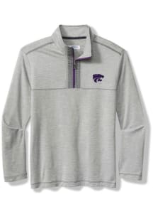 Tommy Bahama K-State Wildcats Mens Grey High Score Long Sleeve Qtr Zip Pullover