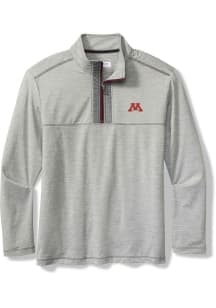 Tommy Bahama Minnesota Golden Gophers Mens Grey High Score Long Sleeve Qtr Zip Pullover