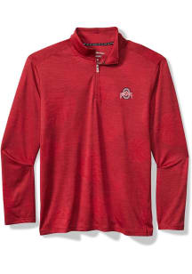 Tommy Bahama Ohio State Buckeyes Mens Red Sport Delray Frond Long Sleeve Qtr Zip Pullover