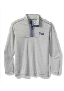 Tommy Bahama Pitt Panthers Mens Grey High Score Long Sleeve Qtr Zip Pullover
