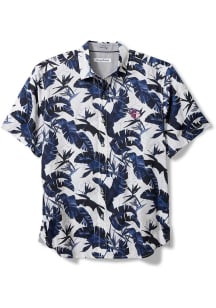 Tommy Bahama Cleveland Guardians Mens Navy Blue SUNNYVALE BLOOMS CAMP Short Sleeve Dress Shirt