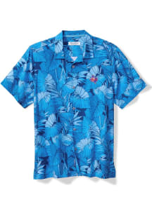 Tommy Bahama Texas Rangers Mens Light Blue SPORT BAHAMA COAST NUEVO FRONDS CAMP Short Sleeve Dress..