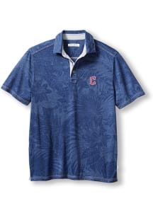 Tommy Bahama Cleveland Guardians Mens Navy Blue Sport Santiago Paradise Short Sleeve Fashion Polo