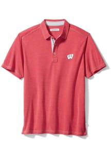 Tommy Bahama Wisconsin Badgers Mens Red Sport Paradiso Cove Short Sleeve Fashion Polo