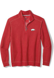 Tommy Bahama Arkansas Razorbacks Mens Cardinal Montego Bay Long Sleeve Qtr Zip Pullover
